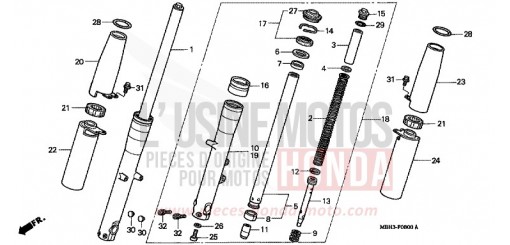 FRONT FORK VT1100C3W de 1998